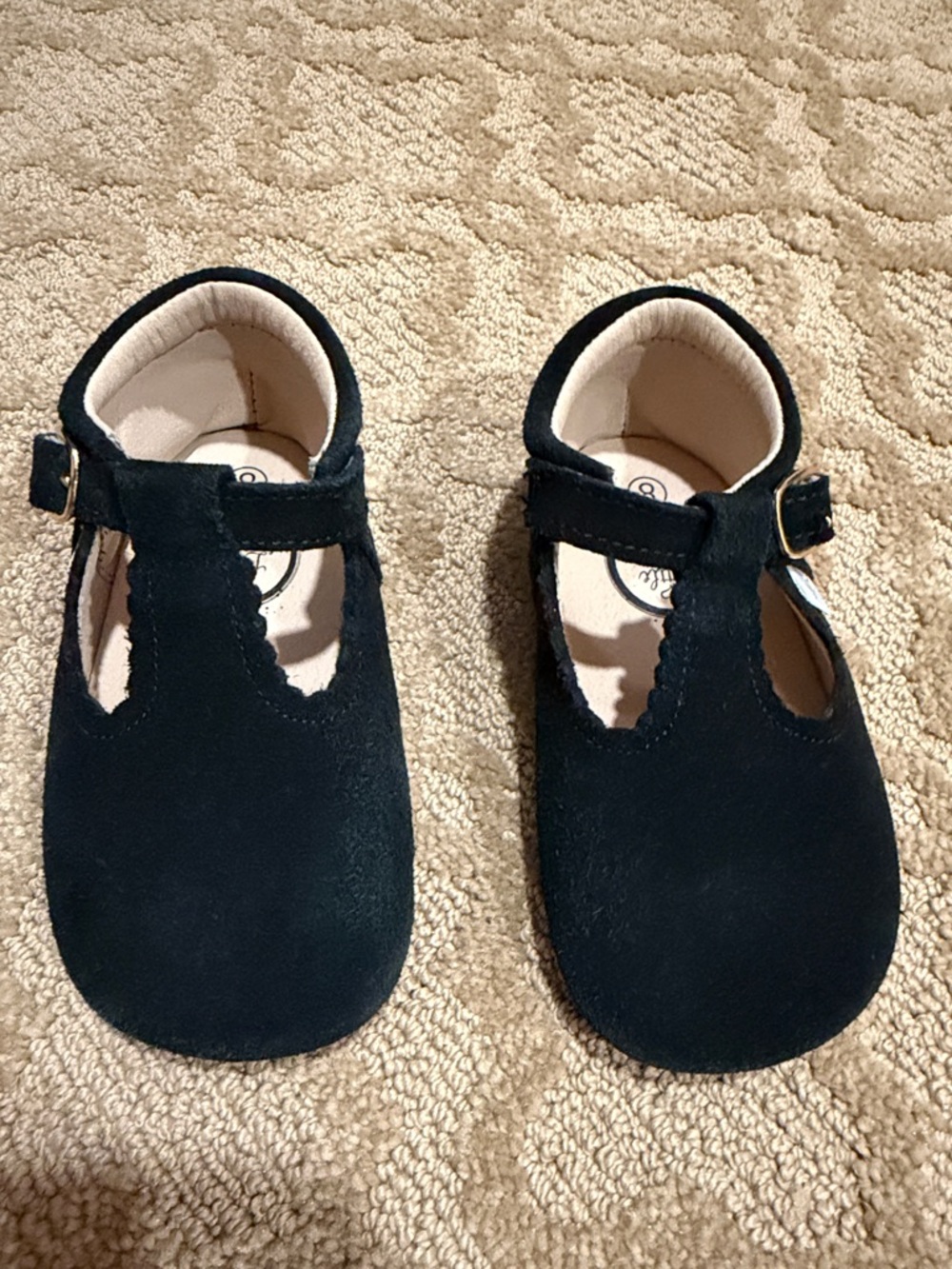 Little Love Bug Suede Black T-Strap shoes